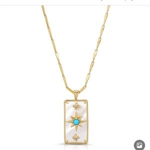 Elizabeth Stome gold enamel and turquoise necklace